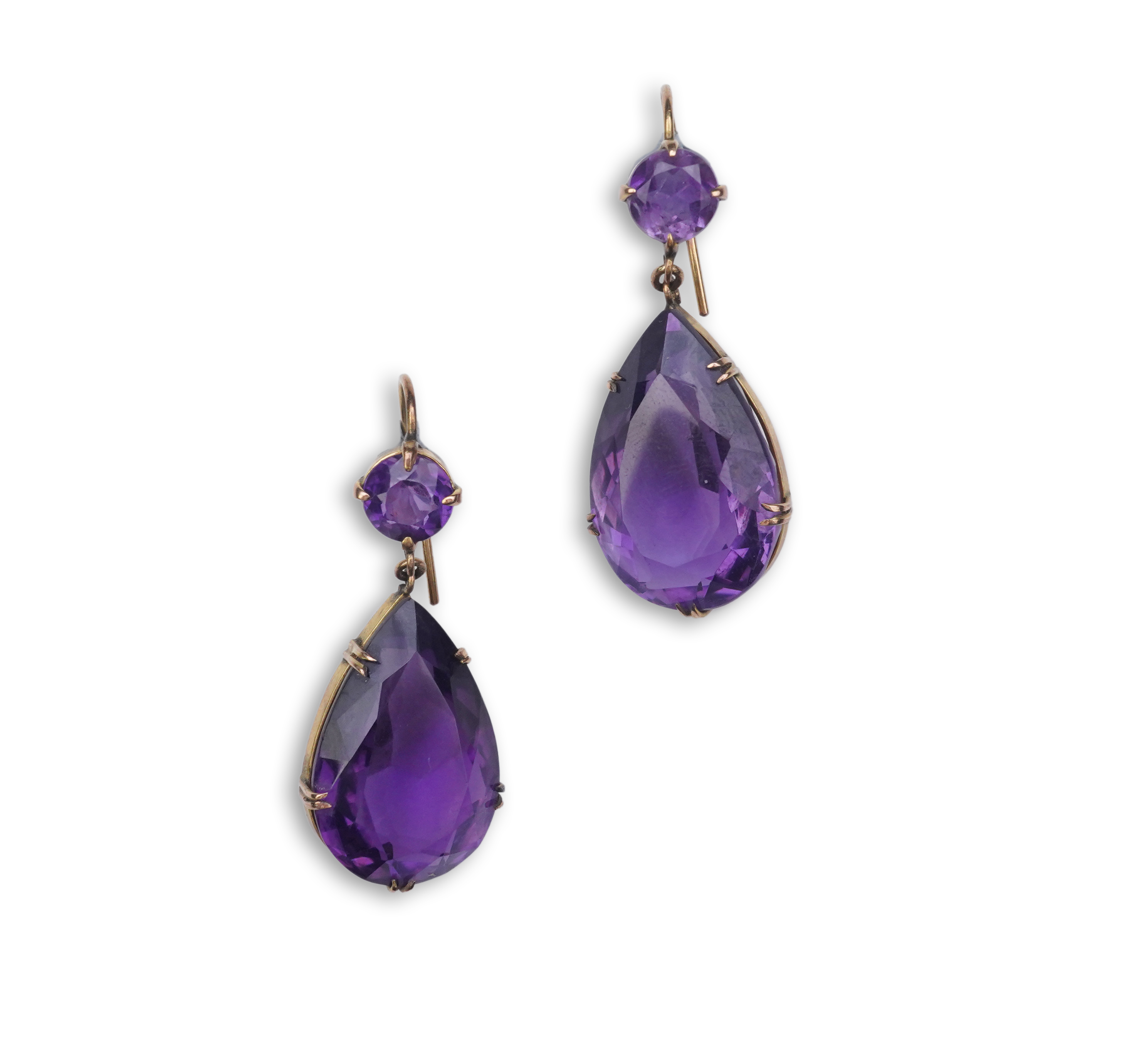 A pair of amethyst earrings, early 20th century